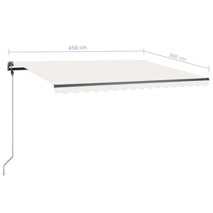 Τέντα Συρόμενη Χειροκίνητη με LED Κρεμ 450 x 300 εκ.
