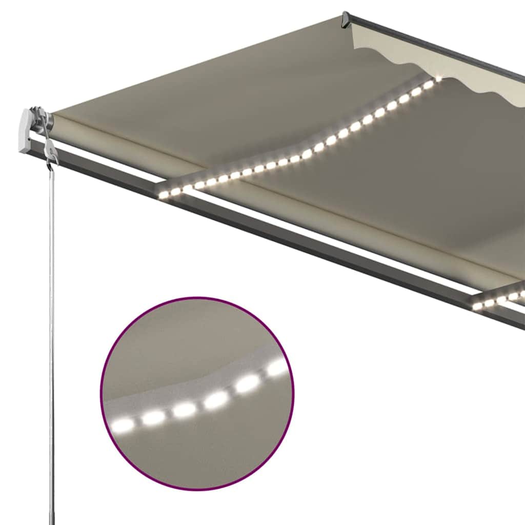 Τέντα Συρόμενη Χειροκίνητη με LED Κρεμ 450 x 300 εκ.