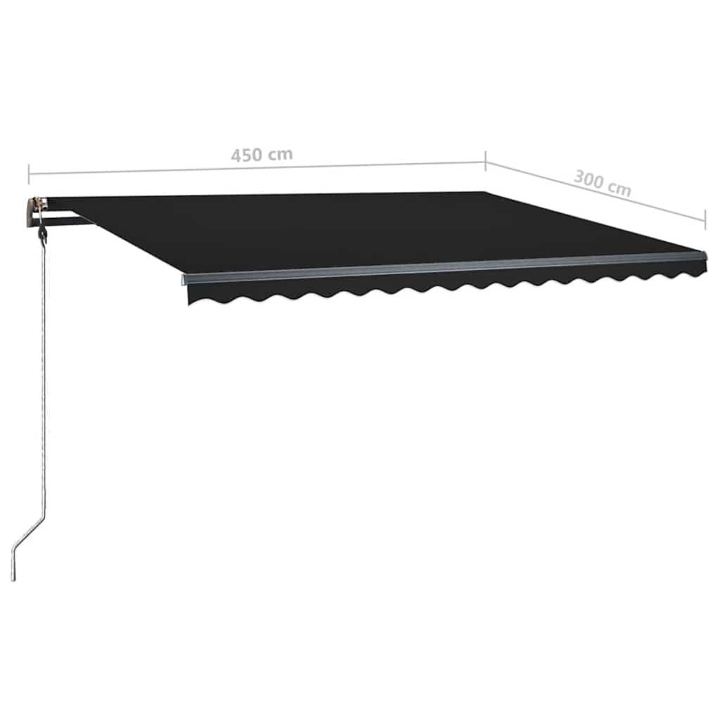 Τέντα Συρόμενη Χειροκίνητη με LED Ανθρακί 450 x 300 εκ. - Pakobazaar