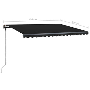 Τέντα Συρόμενη Χειροκίνητη με LED Ανθρακί 450 x 300 εκ. - Pakobazaar