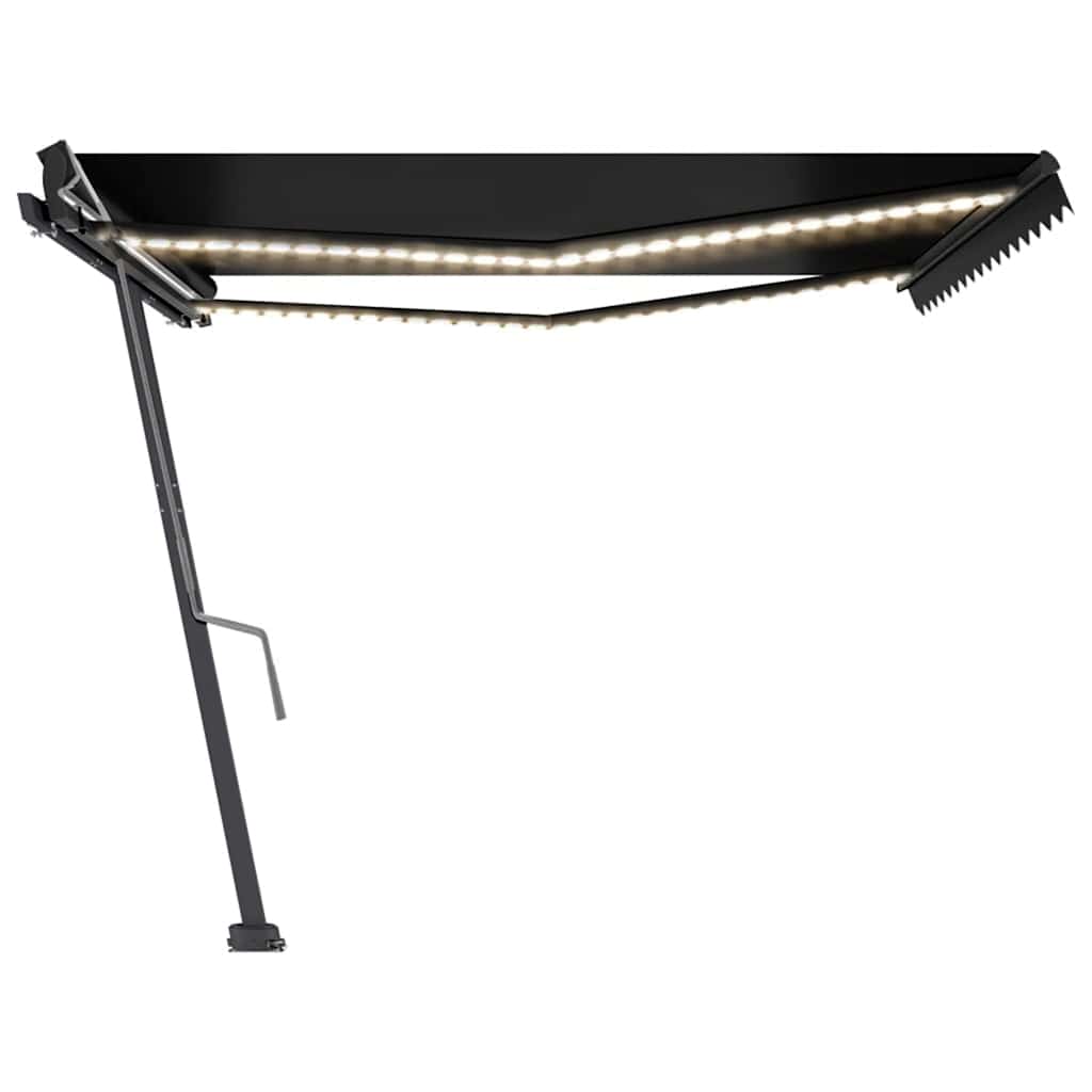 Τέντα Συρόμενη Χειροκίνητη με LED Ανθρακί 450 x 300 εκ. - Pakobazaar