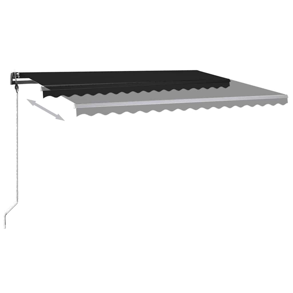 Τέντα Συρόμενη Χειροκίνητη με LED Ανθρακί 450 x 300 εκ. - Pakobazaar