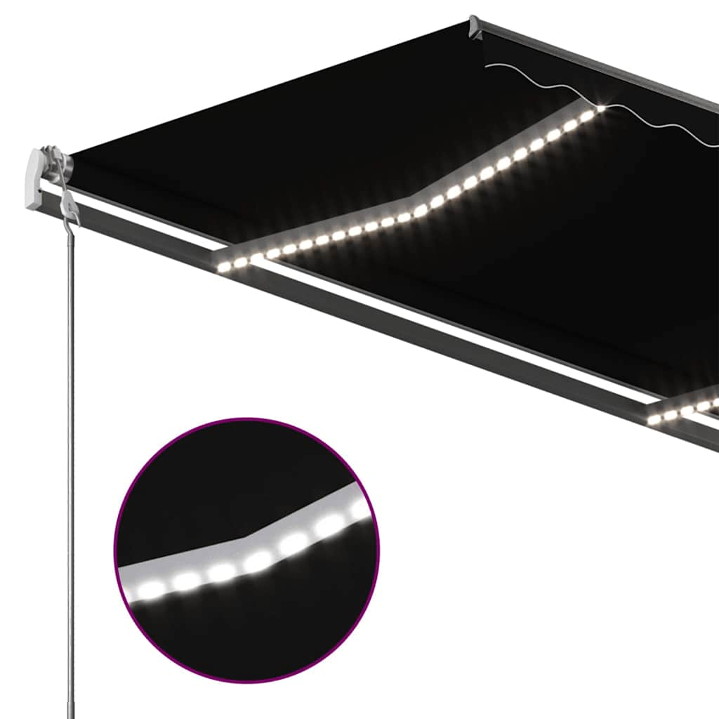 Τέντα Συρόμενη Χειροκίνητη με LED Ανθρακί 450 x 300 εκ. - Pakobazaar