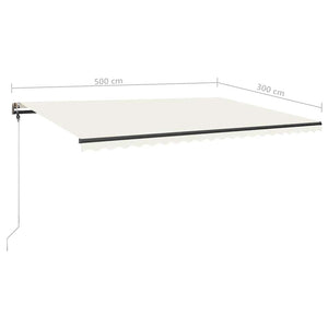 Τέντα Συρόμενη Χειροκίνητη με LED Κρεμ 500 x 300 εκ.