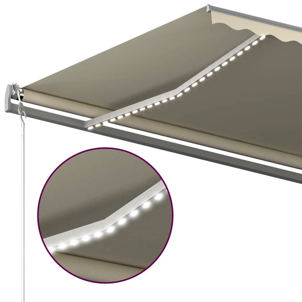Τέντα Συρόμενη Χειροκίνητη με LED Κρεμ 500 x 300 εκ.