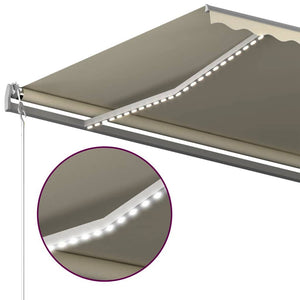 Τέντα Συρόμενη Χειροκίνητη με LED Κρεμ 500 x 300 εκ.