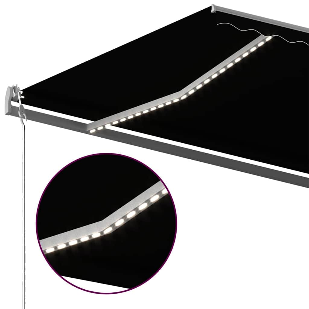Τέντα Συρόμενη Χειροκίνητη με LED Ανθρακί 500 x 300 εκ.