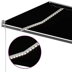 Τέντα Συρόμενη Χειροκίνητη με LED Ανθρακί 500 x 300 εκ.