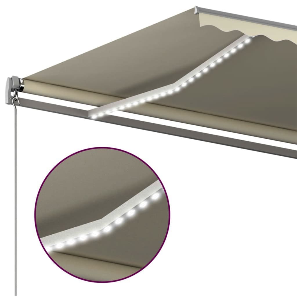 Τέντα Αυτόματη με LED & Αισθητήρα Ανέμου Κρεμ 500 x 300 εκ.