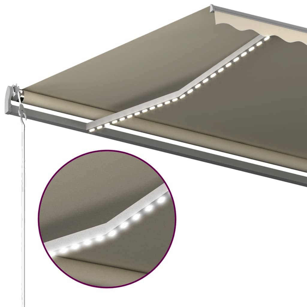 Τέντα Συρόμενη Χειροκίνητη με LED Κρεμ 600 x 300 εκ. - Pakobazaar