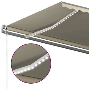 Τέντα Συρόμενη Χειροκίνητη με LED Κρεμ 600 x 300 εκ. - Pakobazaar