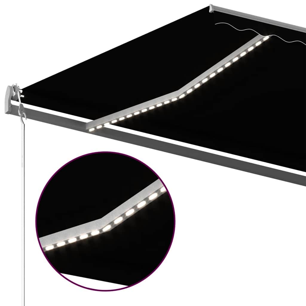 Τέντα Συρόμενη Χειροκίνητη με LED Ανθρακί 600 x 300 εκ. - Pakobazaar