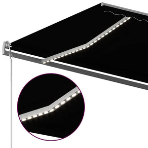Τέντα Συρόμενη Χειροκίνητη με LED Ανθρακί 600 x 300 εκ. - Pakobazaar