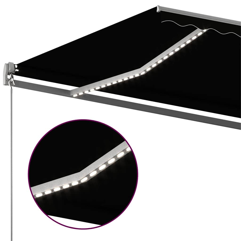 Τέντα Αυτόματη με LED & Αισθητήρα Ανέμου Ανθρακί 600x300 εκ.