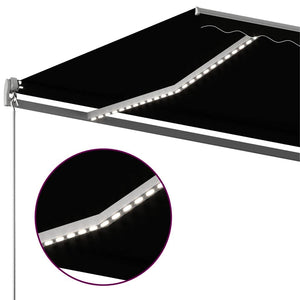 Τέντα Αυτόματη με LED & Αισθητήρα Ανέμου Ανθρακί 600x300 εκ.