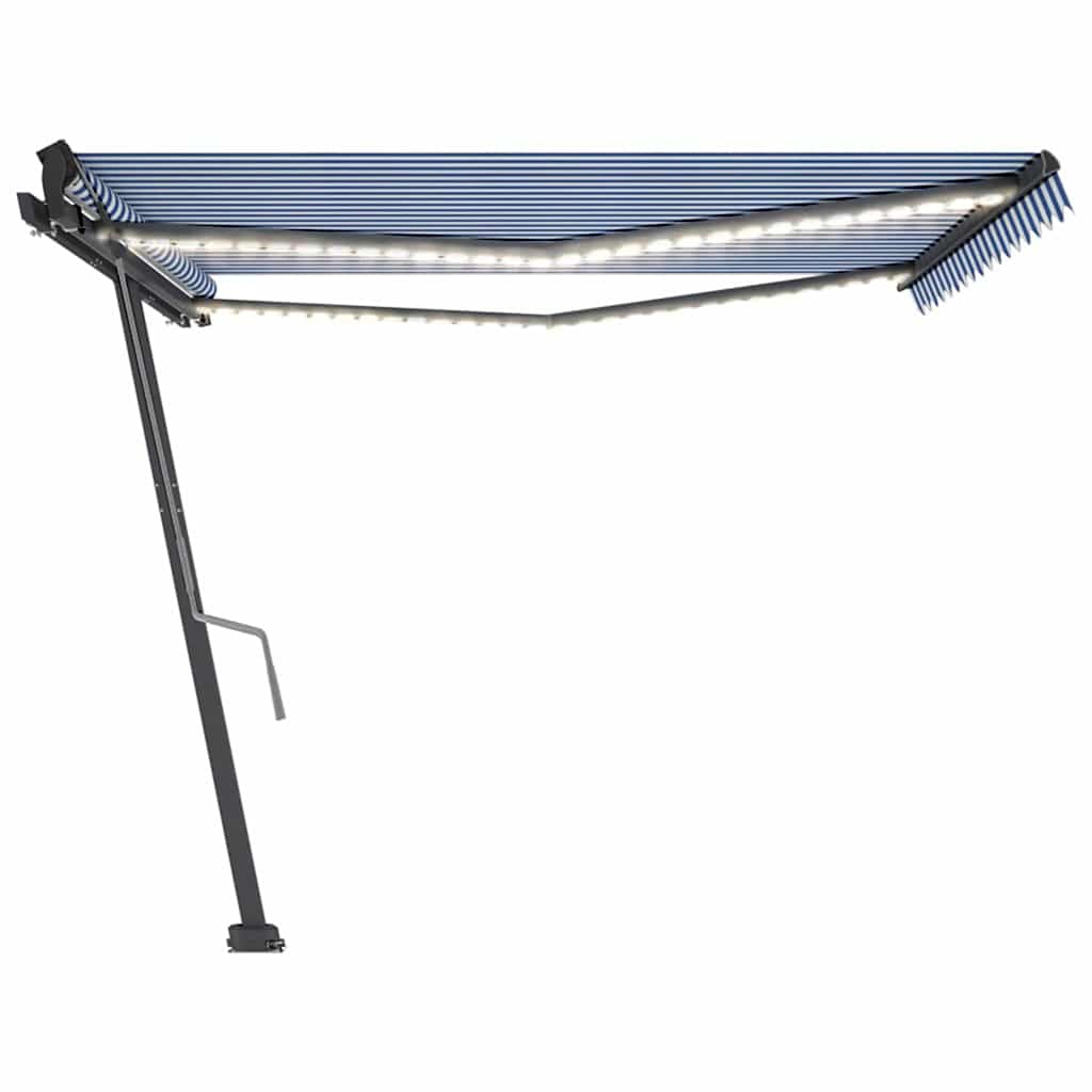 Τέντα Συρόμενη Χειροκίνητη με LED Μπλε / Λευκό 400 x 350 εκ. - Pakobazaar