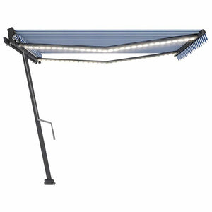 Τέντα Συρόμενη Χειροκίνητη με LED Μπλε / Λευκό 400 x 350 εκ. - Pakobazaar