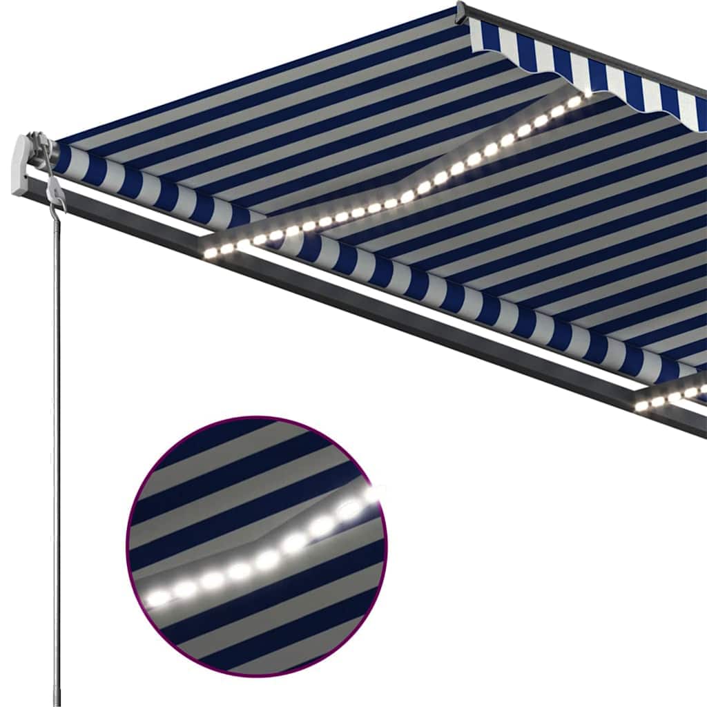Τέντα Συρόμενη Χειροκίνητη με LED Μπλε / Λευκό 400 x 350 εκ. - Pakobazaar