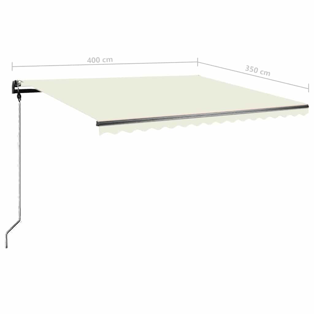 Τέντα Συρόμενη Χειροκίνητη με LED Κρεμ 400 x 350 εκ.