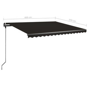 Τέντα Συρόμενη Χειροκίνητη με LED Ανθρακί 400 x 350 εκ.