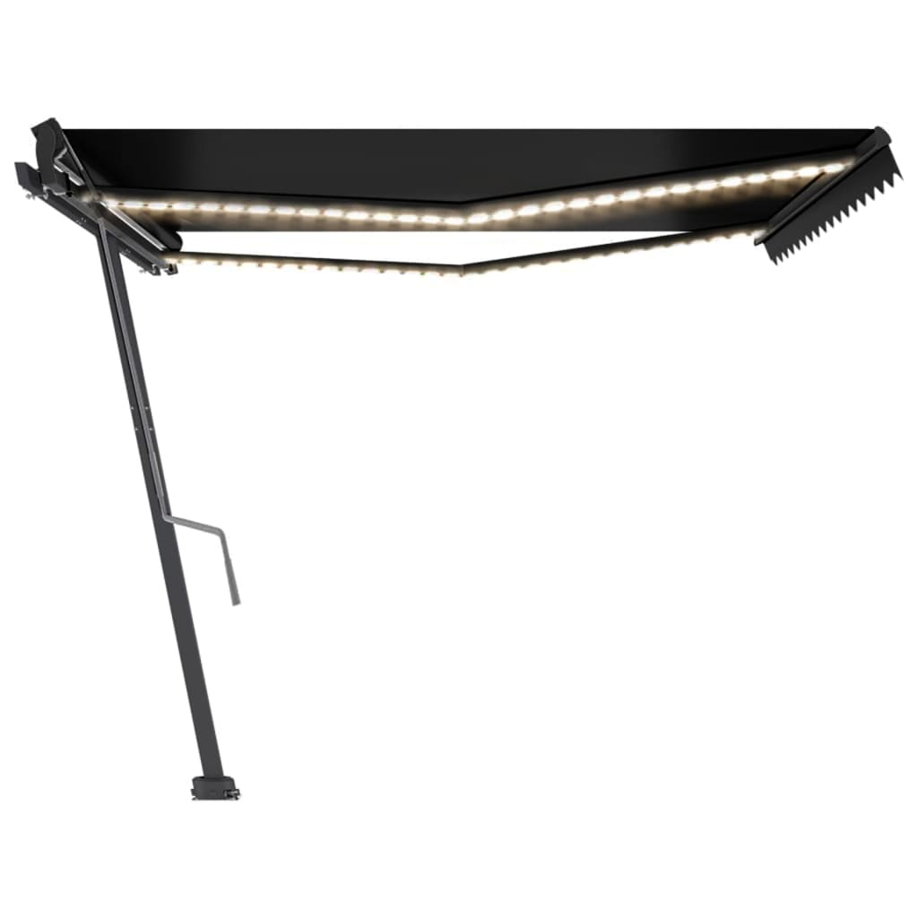 Τέντα Συρόμενη Χειροκίνητη με LED Ανθρακί 400 x 350 εκ.