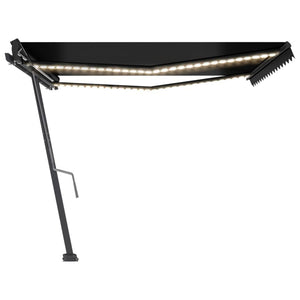 Τέντα Συρόμενη Χειροκίνητη με LED Ανθρακί 400 x 350 εκ.