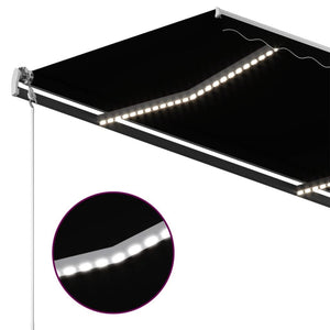 Τέντα Συρόμενη Χειροκίνητη με LED Ανθρακί 400 x 350 εκ.