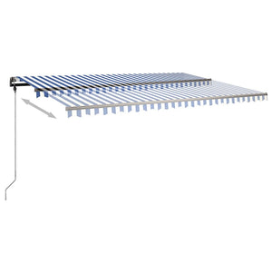 Τέντα Συρόμενη Χειροκίνητη με LED Μπλε / Λευκό 500 x 350 εκ.