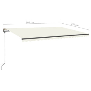 Τέντα Συρόμενη Χειροκίνητη με LED Κρεμ 500x350 εκ.