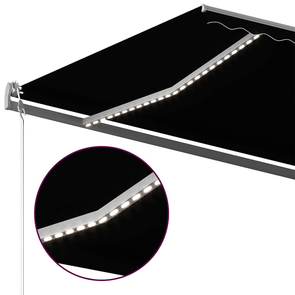 Τέντα Συρόμενη Χειροκίνητη με LED Ανθρακί 500x350 εκ.