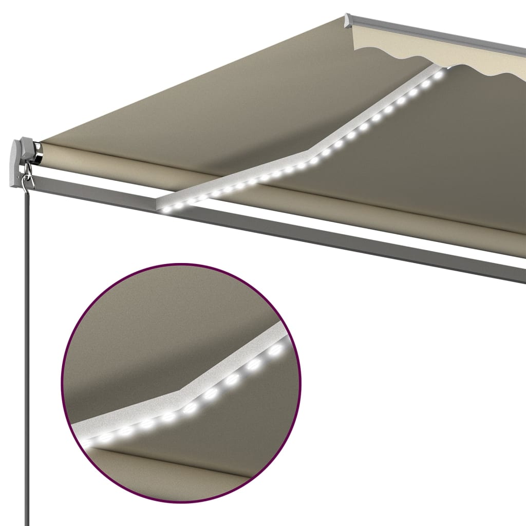 Τέντα Αυτόματη με LED και Αισθητήρα Ανέμου Κρεμ 500x350 εκ.