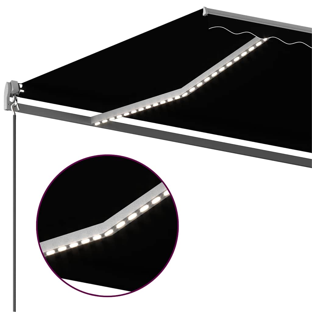 Τέντα Αυτόματη με LED & Αισθητήρα Ανέμου Ανθρακί 500x350 εκ.