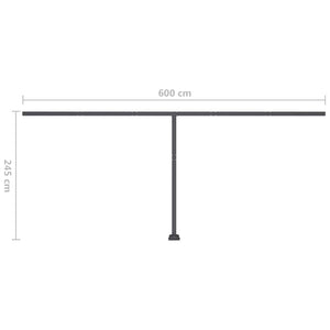 Τέντα Συρόμενη Χειροκίνητη με LED Ανθρακί 600 x 350 εκ.