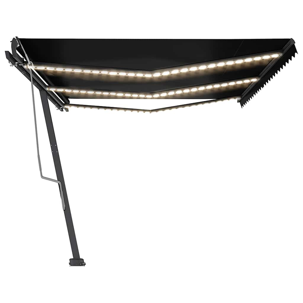 Τέντα Συρόμενη Χειροκίνητη με LED Ανθρακί 600 x 350 εκ.