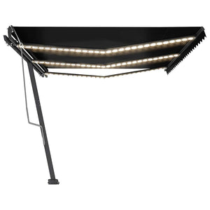 Τέντα Συρόμενη Χειροκίνητη με LED Ανθρακί 600 x 350 εκ.