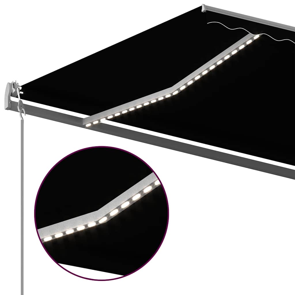 Τέντα Συρόμενη Χειροκίνητη με LED Ανθρακί 600 x 350 εκ.