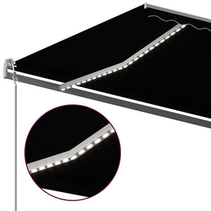 Τέντα Συρόμενη Χειροκίνητη με LED Ανθρακί 600 x 350 εκ.