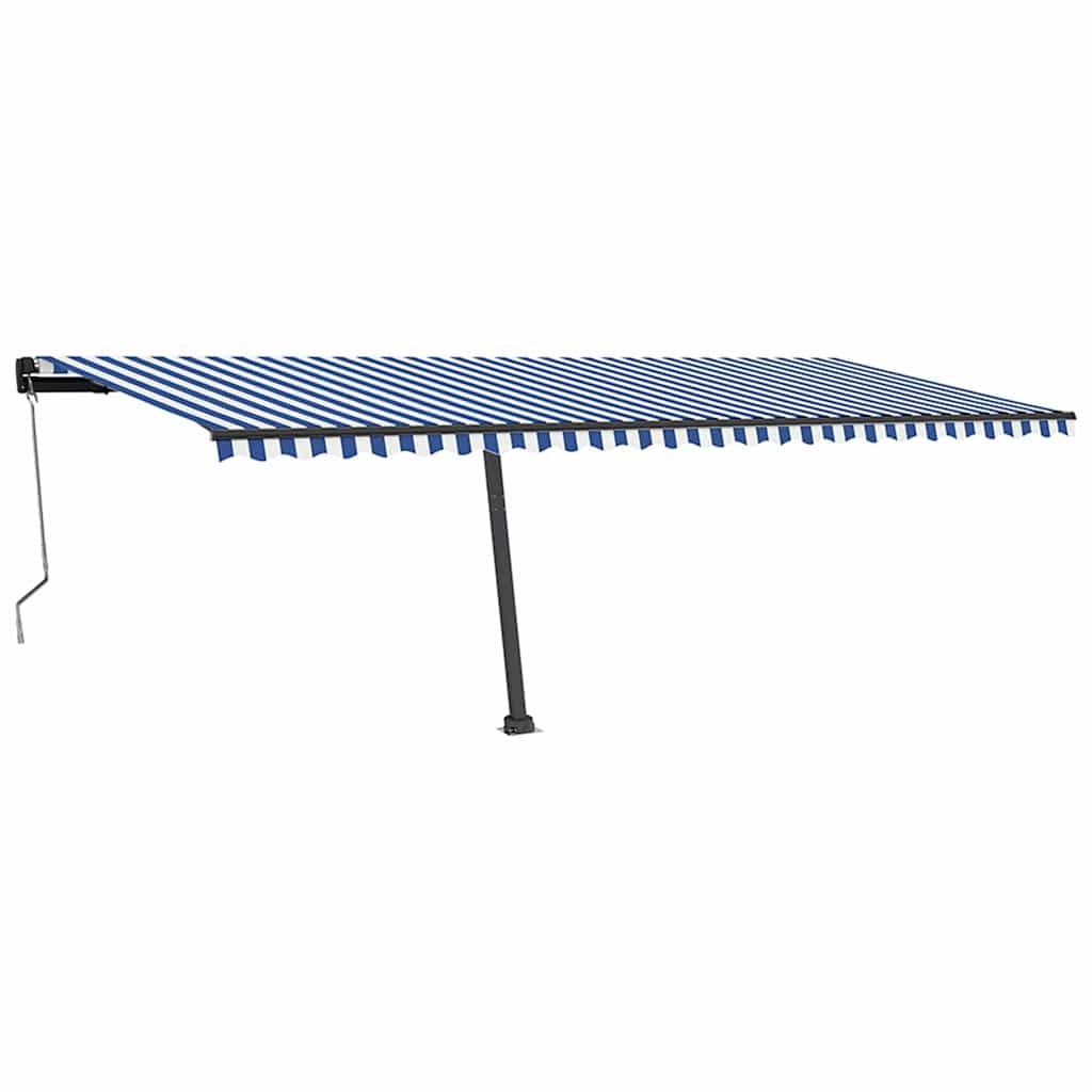 Τέντα Αυτόματη με LED & Αισθ. Ανέμου Μπλε/Λευκό 600x350 εκ.
