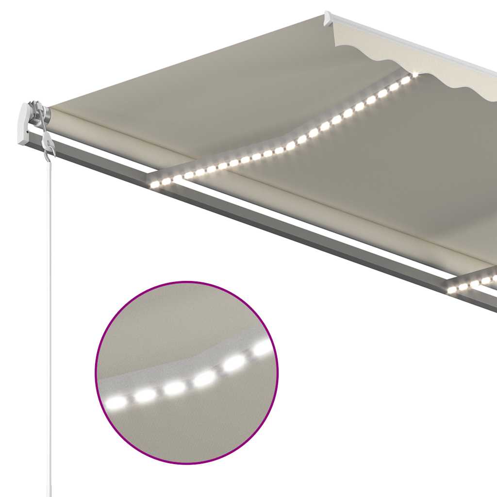 Τέντα Συρόμενη Χειροκίνητη με LED Κρεμ 3 x 2,5 μ. - PAKOBAZAAR