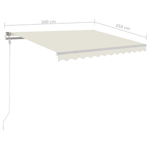Τέντα Συρόμενη Χειροκίνητη με LED Κρεμ 3 x 2,5 μ. - Pakobazaar