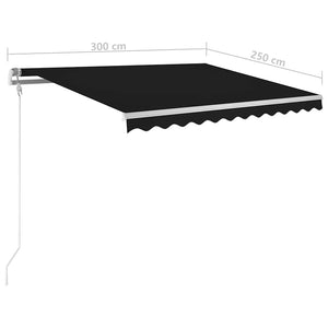 Τέντα Συρόμενη Χειροκίνητη με LED Ανθρακί 3 x 2,5 μ. - Pakobazaar