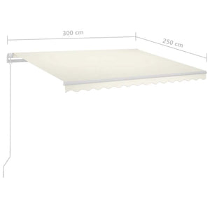 Τέντα Αυτόματη με LED & Αισθητήρα Ανέμου Κρεμ 3 x 2,5 μ. - Pakobazaar
