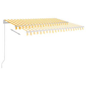 Τέντα Αυτόματη με LED & Αισθ. Ανέμου Κίτρινο/Λευκό 3 x 2,5 μ. - Pakobazaar