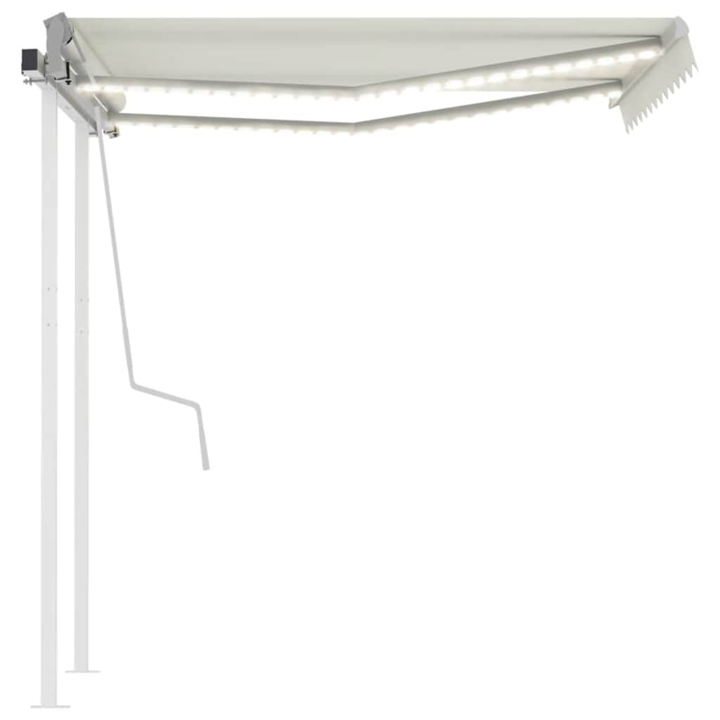 Τέντα Συρόμενη Χειροκίνητη με LED Κρεμ 3,5x2,5 μ.