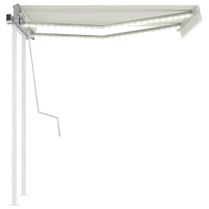 Τέντα Συρόμενη Χειροκίνητη με LED Κρεμ 3,5x2,5 μ. - Pakobazaar