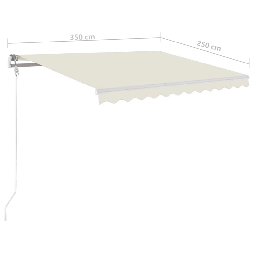 Τέντα Συρόμενη Χειροκίνητη με LED Κρεμ 3,5x2,5 μ.