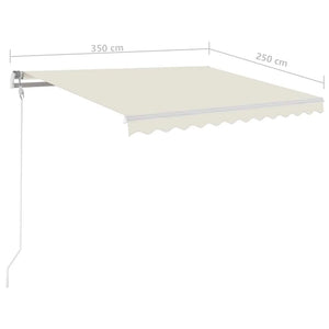 Τέντα Συρόμενη Χειροκίνητη με LED Κρεμ 3,5x2,5 μ. - Pakobazaar