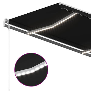 Τέντα Συρόμενη Χειροκίνητη με LED Ανθρακί 3,5 x 2,5 μ. - Pakobazaar