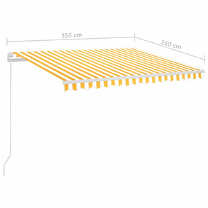 Τέντα Αυτόματη με LED & Αισθ. Ανέμου Κίτρινο/Λευκό 3,5x2,5 μ. - Pakobazaar