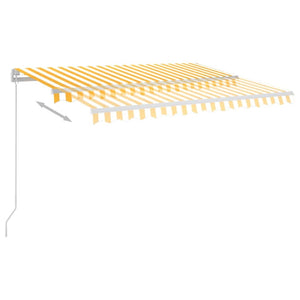 Τέντα Αυτόματη με LED & Αισθ. Ανέμου Κίτρινο/Λευκό 3,5x2,5 μ. - Pakobazaar